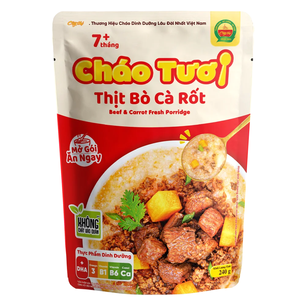 Cháo tươi thịt bò cà rốt