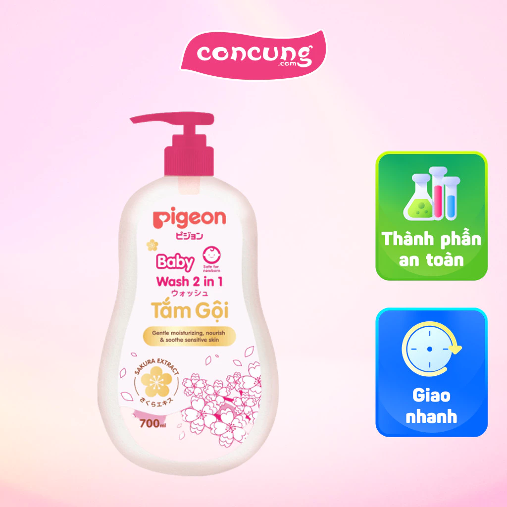 Sữa Tắm Gội Cho Bé Dịu Nhẹ 2in1 Sakura Pigeon 700ml