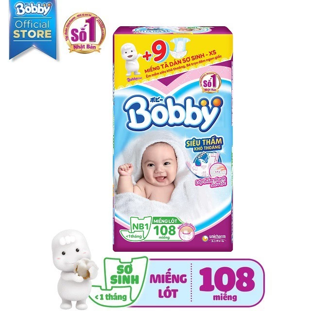 [TẶNG MIẾNG NGẪU NHIÊN] Miếng Lót Sơ Sinh Bobby Newborn 1-108 miếng