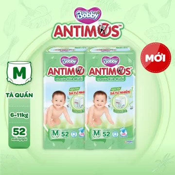 [MỚI] Combo 2 tã Quần Xua Muỗi Bobby Antimos – Hàng rào Sả tự nhiên Bye Muỗi 8H - M52/L50+2/XL48+4/XXL46+6